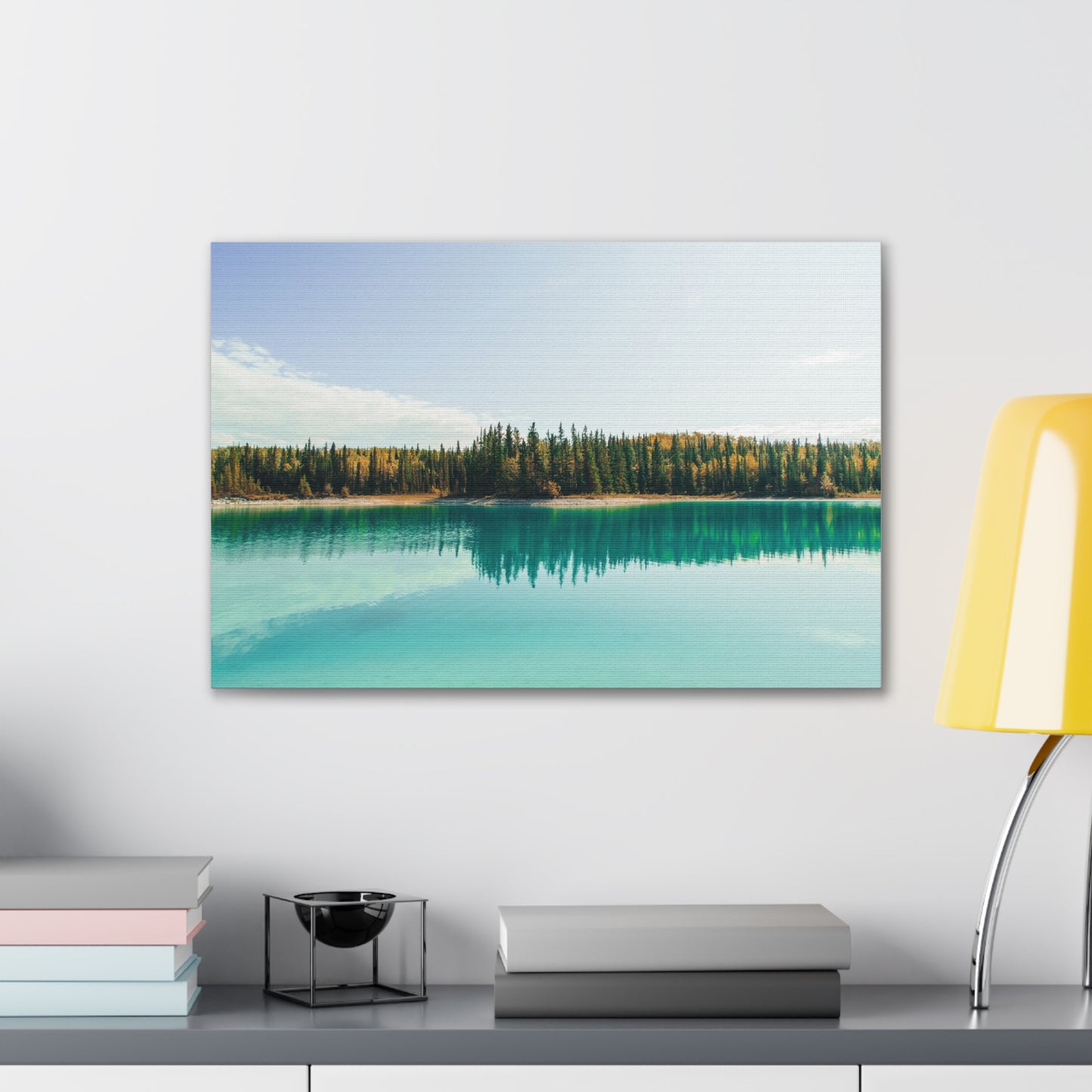 Evergreen & Water, Canvas Stretched, 2 Sizes Available 24"x16" & 36"X24" x 0.75"