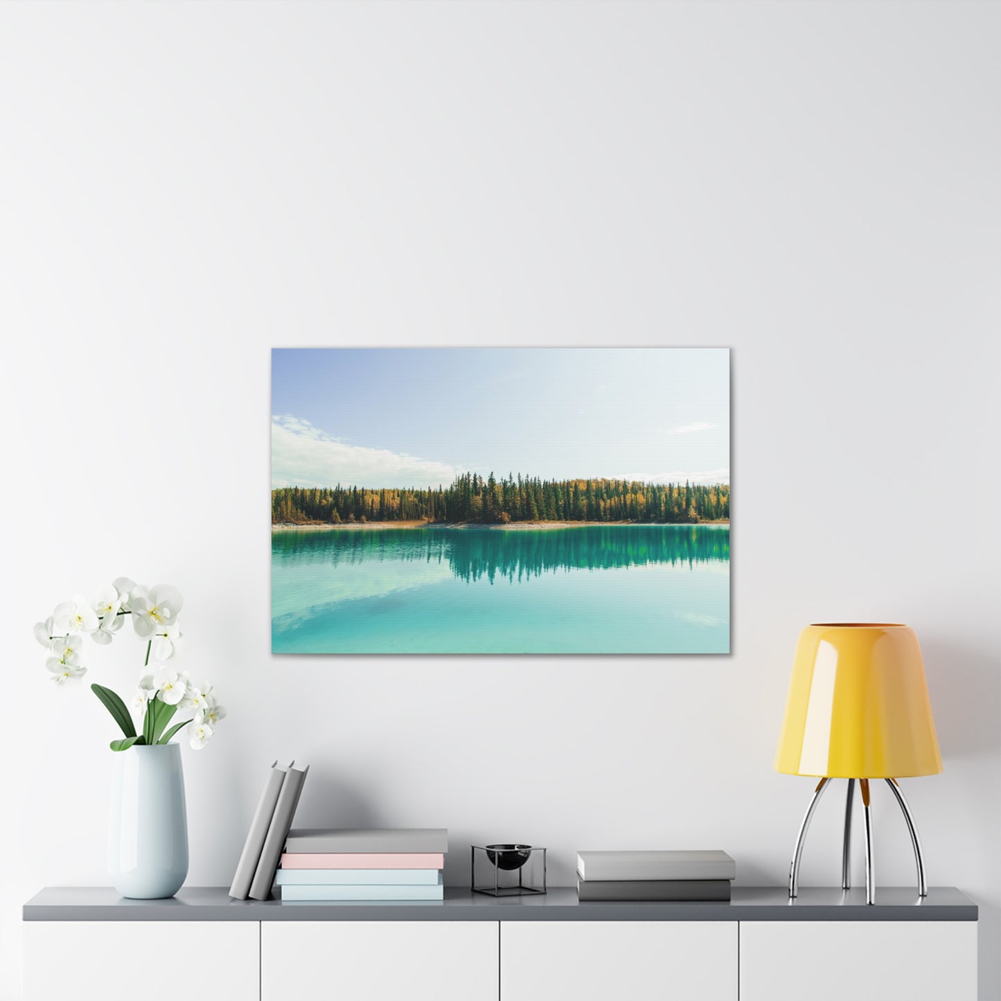 Evergreen & Water, Canvas Stretched, 2 Sizes Available 24"x16" & 36"X24" x 0.75"