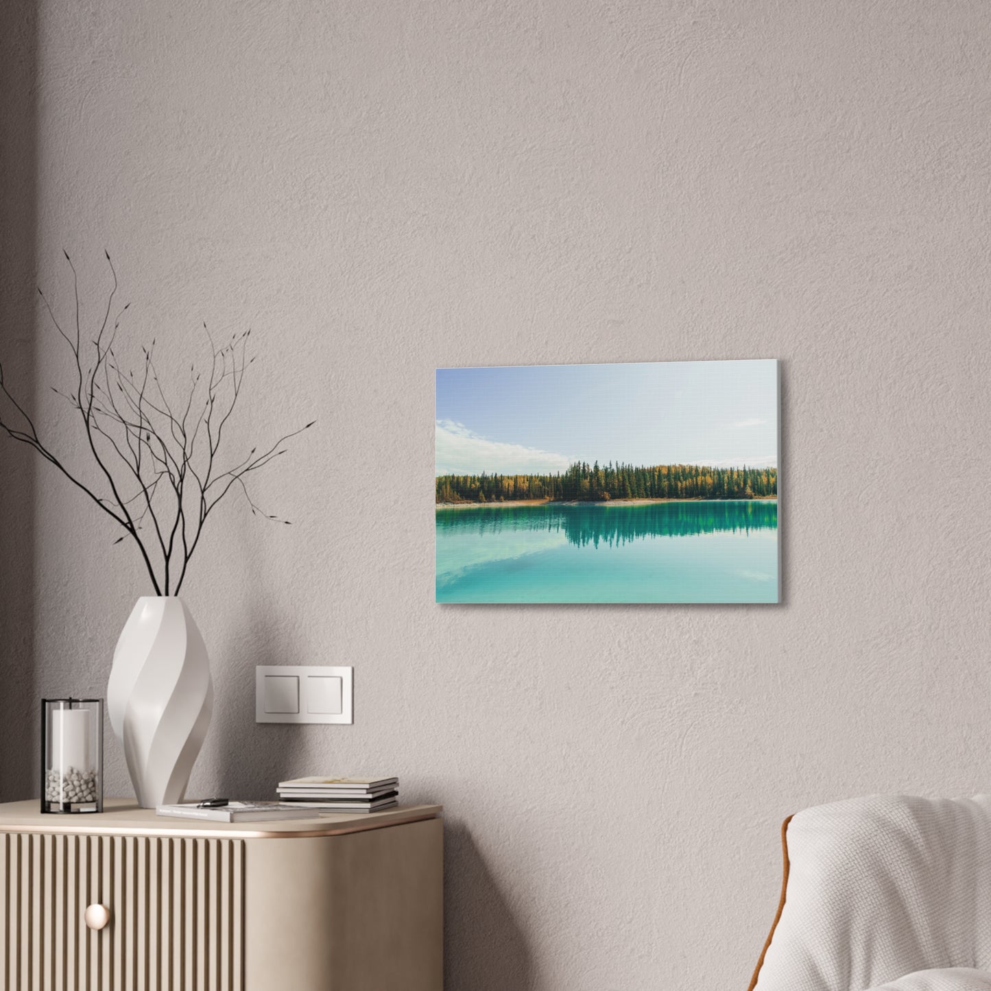 Evergreen & Water, Canvas Stretched, 2 Sizes Available 24"x16" & 36"X24" x 0.75"