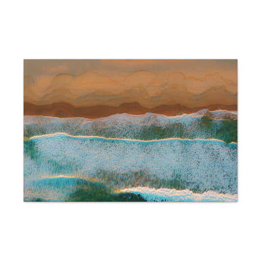 Waves & Sand, Canvas Stretched, 2 Sizes Available 24"x16" or 36"x24" x 0.75"